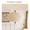 Lynn's立意 布艺美式卧室吊灯 书房田园风格编织实木客厅法式灯具