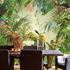东南亚风格热带雨林芭蕉叶绿色森林背景墙纸手绘客厅餐厅壁纸壁画