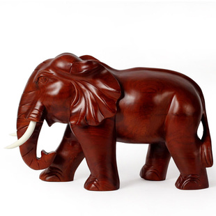 非洲花梨木雕大象实木摆件 红木工艺品 象40cm一对大象客厅装饰品