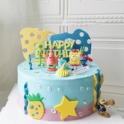 海绵儿童动物公仔玩具生日蛋糕摆件五角星卡通男儿童可爱宝宝烘焙