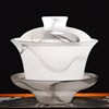 琉璃盖碗泡茶杯大号，不烫手三才碗功夫茶具，单个白瓷茶碗手抓壶家用