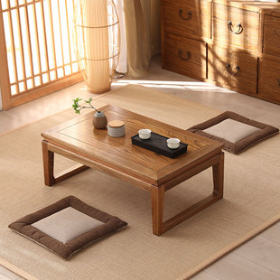 新中式榻榻米茶几飘窗桌子小茶几，老榆木炕桌实木简约日式矮桌