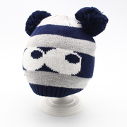 秋冬儿童线帽男童针织套头护耳，帽可爱小熊婴幼儿宝宝保暖冬帽