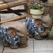 大象摆件底座墩子花园庭院，动物换鞋凳子花盆底座，装饰动物仿青花瓷