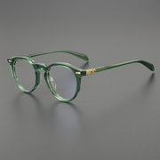 日式高级透绿色板材波士顿圆复古眼镜框日本板材近视眼镜女气质