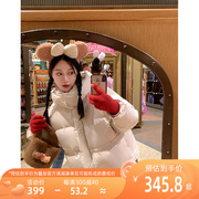 xccx白色90白鸭绒(白鸭绒)羽绒服，女短款2023冬季韩版小个子连帽外套厚