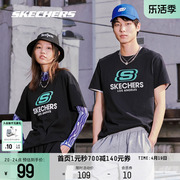 skechers斯凯奇2024年情侣，t恤女上衣体恤休闲宽松圆领运动短袖男