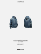 25.4.3 AW23 BLUE HOODED DENIM JACKET 水洗丹宁卫衣