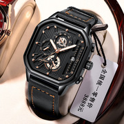 瑞士品牌多功能男士手表皮带款石英腕表直播