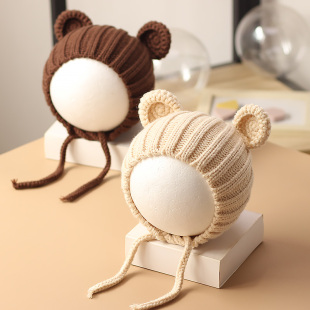 新生儿婴儿帽子秋冬款冬季可爱超萌婴幼儿宝宝毛线帽儿童针织胎帽