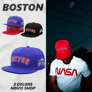 美式潮牌嘻哈帽平沿棒球帽说唱帽子刺绣遮阳帽boston可调节男女帽