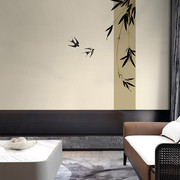 现代中式意境诗意竹子，飞燕客厅背景墙纸壁布，书房茶室环保定制壁画