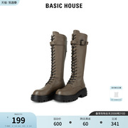 Basic House/百家好厚底骑士长靴女2023冬季长筒粗跟时装靴