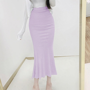 2023韩国时尚舒适性感纯色，超有女人味显瘦高腰包臀鱼尾半身裙