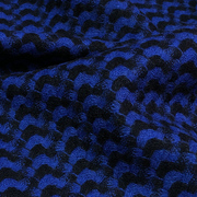 半米价黑色宝蓝色织，编织提花鱼鳞纹时装毛料，秋冬款大衣外套面料