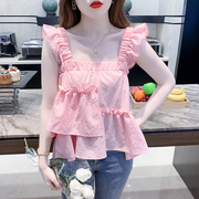 雪纺衫女2023年夏季娃娃衫，设计感小众，法式甜美短款无袖上衣女