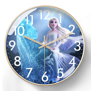 冰雪奇缘挂钟石英钟表，艾莎公主时钟小女孩公主，儿童书房智能电波钟