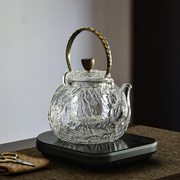 玻璃提梁壶耐高温煮茶壶围炉煮复古大容量泡茶器电陶炉专用花茶壶
