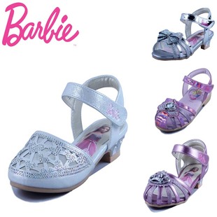 芭比童鞋女童魔术贴小高跟包头凉鞋夏季中大儿童水晶公主鞋时装鞋