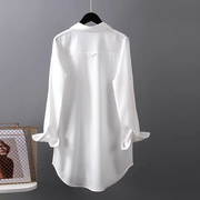 白色雪纺防晒衣女2022夏季长袖衬衫设计感小众薄百搭衬衣外套