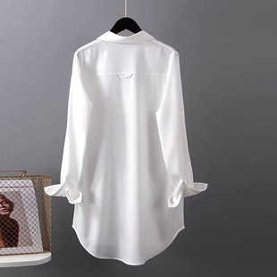 白色雪纺防晒衣女2024夏季长袖衬衫设计感小众薄百搭衬衣外套