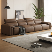 意式极简真皮沙发现代简约客厅组合家用可调节靠背直排皮艺沙发TG