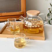 日式花茶壶玻璃耐高温茶具泡花草，水果煮茶壶，家用耐热养生壶杯套装