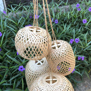 竹编灯笼手提古风拍摄道具中式手工编制作织麻绳竹子禅意灯笼