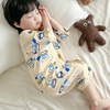 儿童睡衣夏季短袖纯棉连体，男宝宝连身家居服，男童女童婴儿薄款睡袍