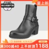 ECCO爱步时尚高跟女靴黑色真皮靴粗跟女鞋舒适222203海外