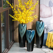 轻奢陶瓷落地大花瓶客厅插花仿真花北中式装饰摆件