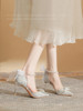 婚鞋新娘鞋2023年夏季日常两穿秀禾主婚纱公主银色水晶高跟鞋