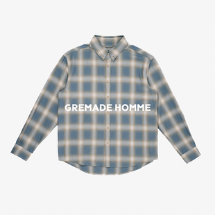 GREMADE 迷雾渐变蓝黄长袖衬衫new vintage