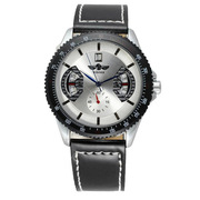 时尚镂空商务士运动皮带手表男自动机械休闲真皮白色钢带国产腕表