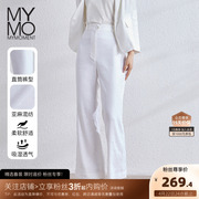 商场同款MYMO高定亚麻白色宽松直筒长裤朗黛2024春秋145K