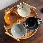 日式卡通浮雕陶瓷碗家用酱料碟勺子调料碟调味碟小碗味碟