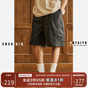 NOFAITH水洗做旧工装短裤男夏日系复古多口袋潮流宽松休闲五分裤