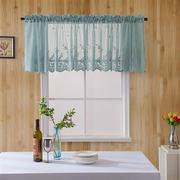 2023厨房咖啡帘小清新成品，穿杆小窗帘蓝色蕾丝短帘