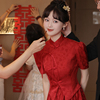 新中式敬酒服新娘2024小个子新娘红色秀禾服两穿订婚礼服回门