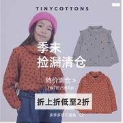 30秋冬tinycottons女童，淑女衬衫圆点格子小清新衬衣，纯棉花边