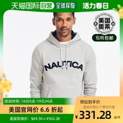 nautica男士徽标套头，连帽衫卫衣灰色石南花，美国奥莱直发