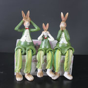可爱三不兔子吊脚娃娃树脂工艺品，家居装饰摆件客厅卧室田园摆设