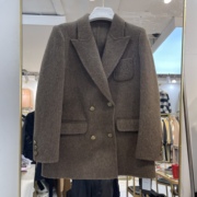 欧洲站高端品质双面羊绒大衣2023冬季修身加厚女羊毛呢外套