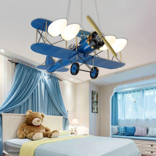 现代简约儿童房飞机灯男孩房卧室护眼个性创意Led幼儿园卡通吊灯