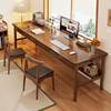 双人书桌实木简约现代加长电脑桌书房靠窗办公桌家用卧室写字桌子