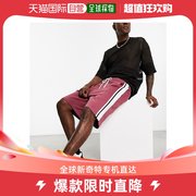 香港直邮潮奢 ASOS 男士tipping 设计宽松款针织侧边酒红色短裤