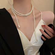 珍珠项链女款2024轻奢小众长款叠戴新中式国风锁骨链颈链