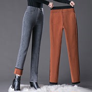 2023冬季中年女裤加绒加厚小直筒长裤女士，弹力修身显瘦牛仔裤