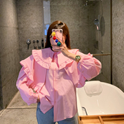 Pink Daisy韩国东大门衬衫女春季减龄娃娃领长袖上衣