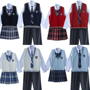 男女中学生班服套装学院风，三件套jk制服，情侣运动会团体服定制校服